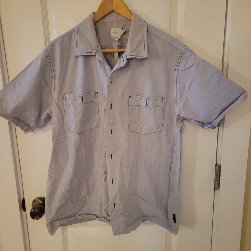 Men's Calvin Klein Casual Light Gray Button Down Shirt